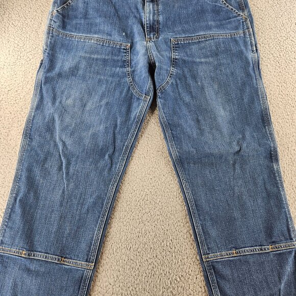 Carhartt Jeans Mens 40x32 Blue Relaxed Work‎ Utility Carpenter Pants Double Knee - Picture 4 of 16